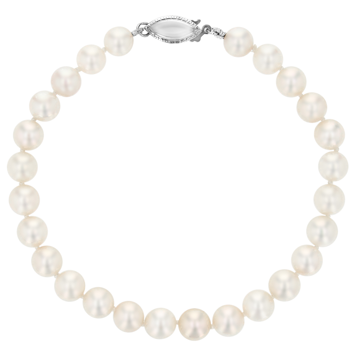 White Akoya Pearl Bracelet in White Gold, 7
