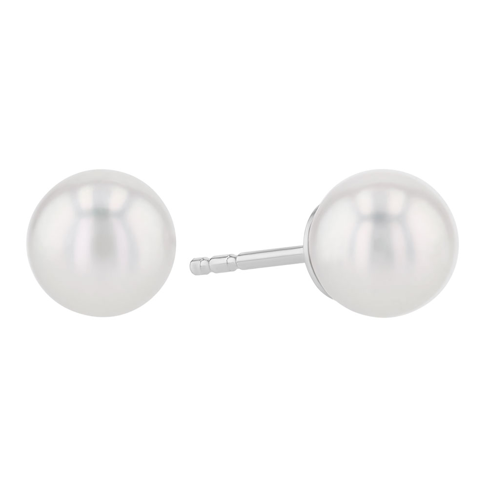 TARA Pearls Cultured Pearl Stud Earrings in White Gold, 7-7.5 mm