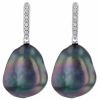 TARA Pearls Black Tahitian South Sea Baroque Cultured Pearl & Diamond Drop Earrings in White Gold