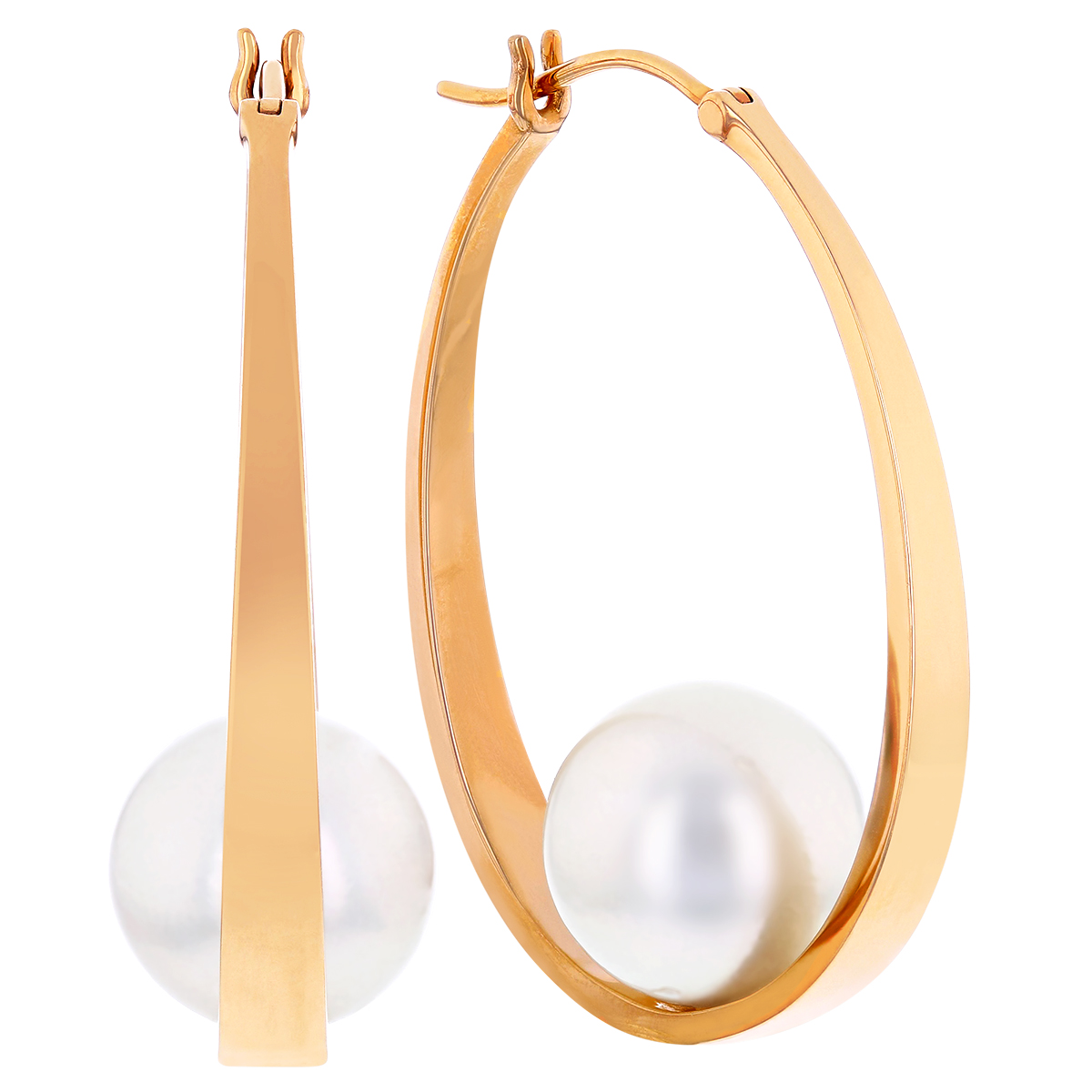 TARA Pearls White South Sea Cultured Pearl Hoop Earrings in Rose Gold