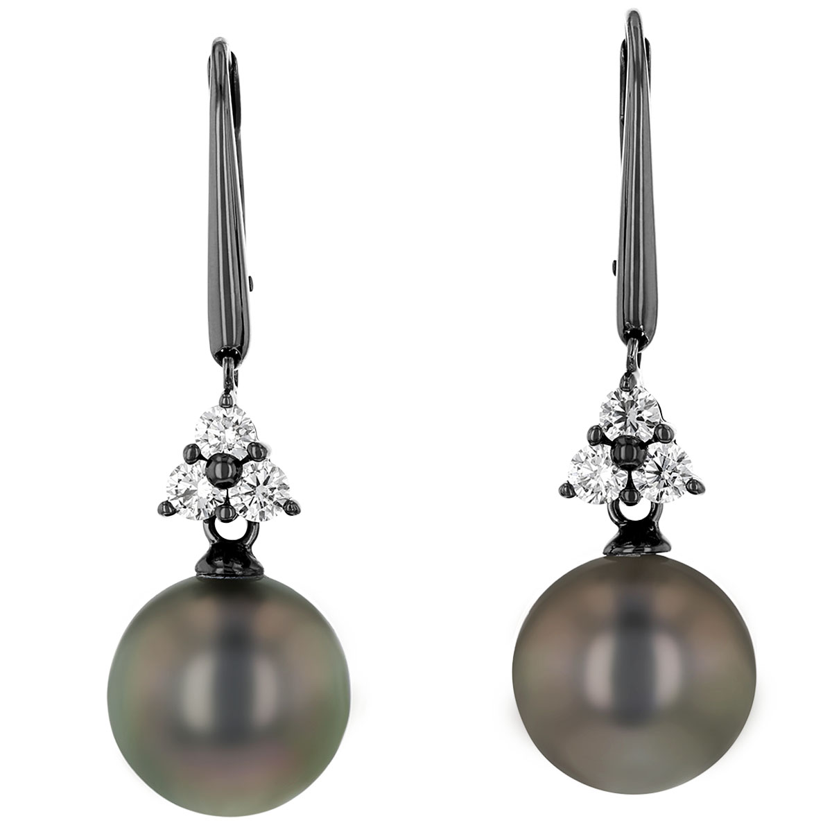 TARA Pearls Black Tahitian South Sea Cultured Pearl & Diamond Trio Dangle Earrings in Black Rhodium