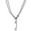 Black Tahitian South Sea Cultured Pearl Leather Lariat Necklace, 19.5"