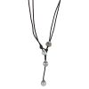 Black Tahitian South Sea Cultured Pearl Leather Lariat Necklace, 19.5"