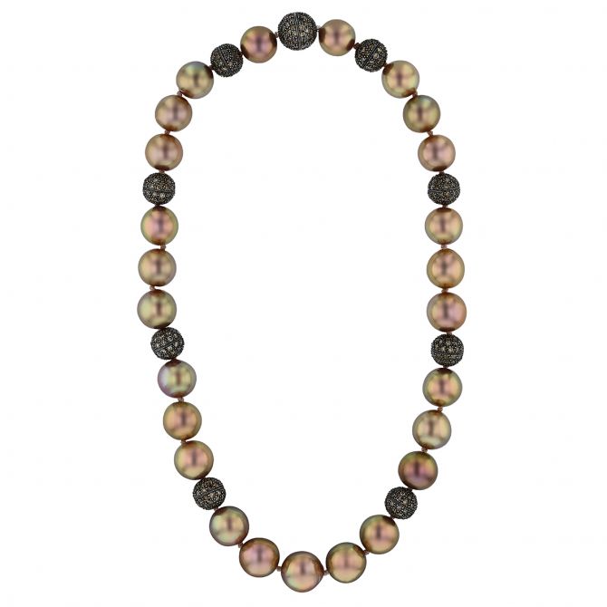 TARA Pearls Brown Freshwater Cultured Pearl & Brown Diamond Necklace, 16"