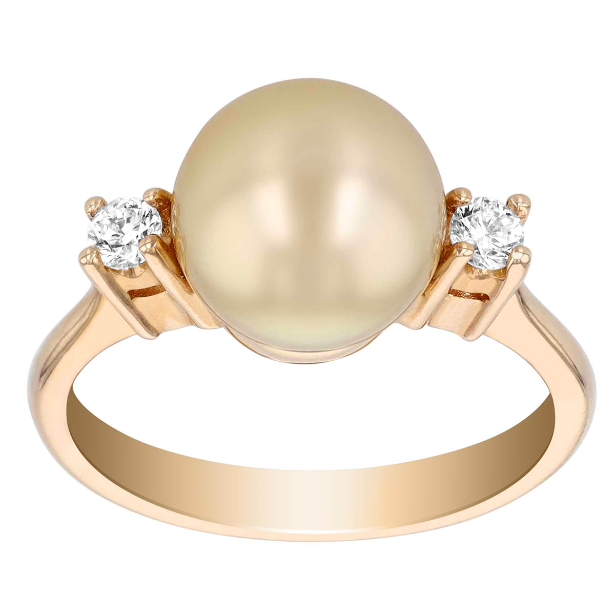 TARA Pearls Golden South Sea Cultured Pearl & Diamond 3 Stone Ring in Yellow Gold