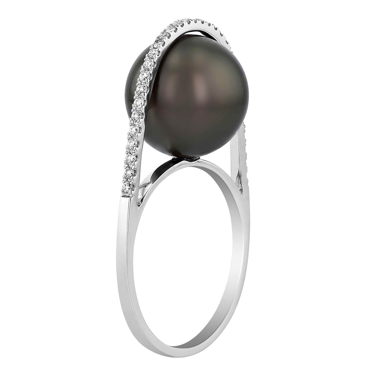 TARA Pearls Tahitian South Sea Cultured Pearl & Diamond Galaxy Cocktail Ring in White Gold