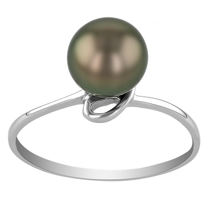 TARA Pearls Black Tahitian South Sea Cultured Pearl Petal Ring in White Gold