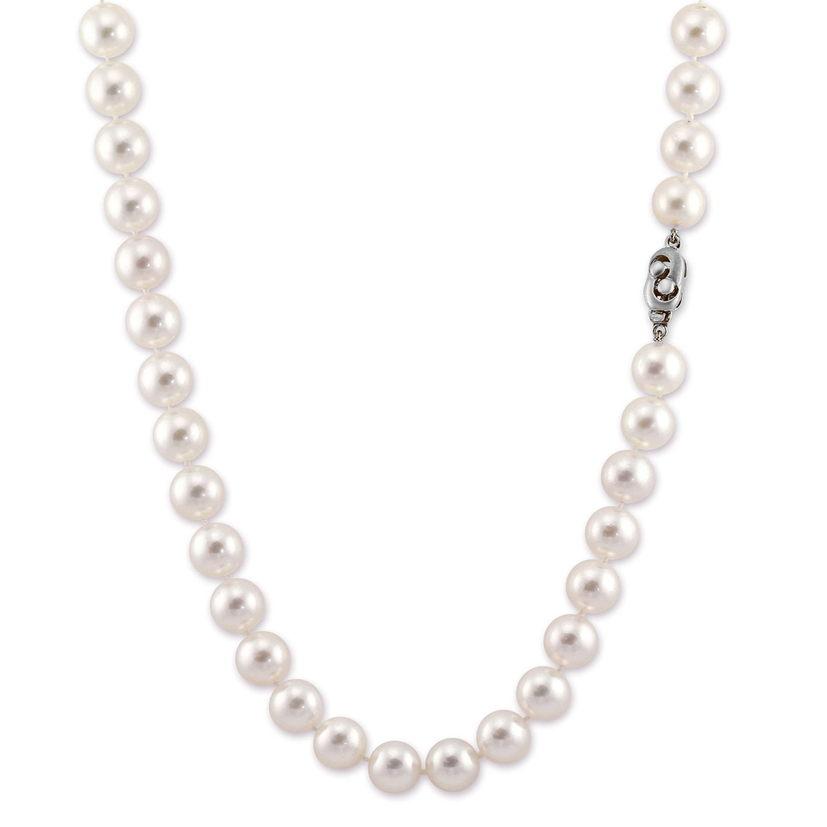 TARA Pearls 6.5x7 mm White Cultured Pearl Strand Necklace in White Gold ...