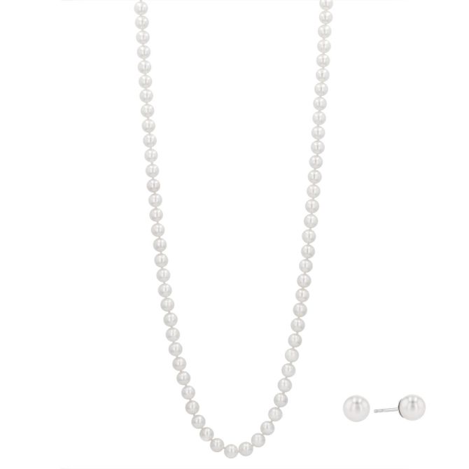 TARA Pearls Cultured Pearl Strand Necklace & Stud Earrings Set, 6-6.5 mm