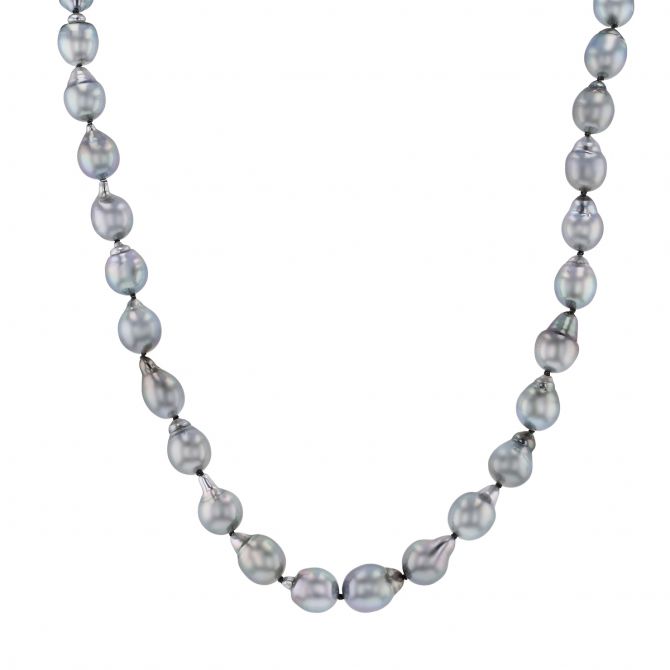 TARA Pearls Black Tahitian South Sea Cultured Baroque Pearl Strand Necklace in White Gold, 17"