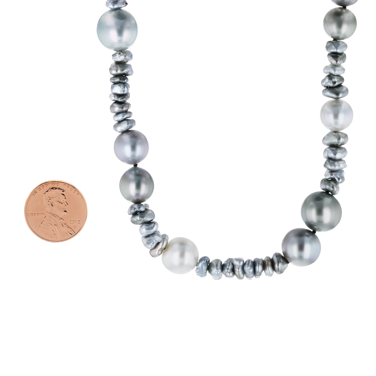 TARA Pearls Multi Shape Black Tahitian Cultured Pearl Strand in Sterling Silver, 17.75