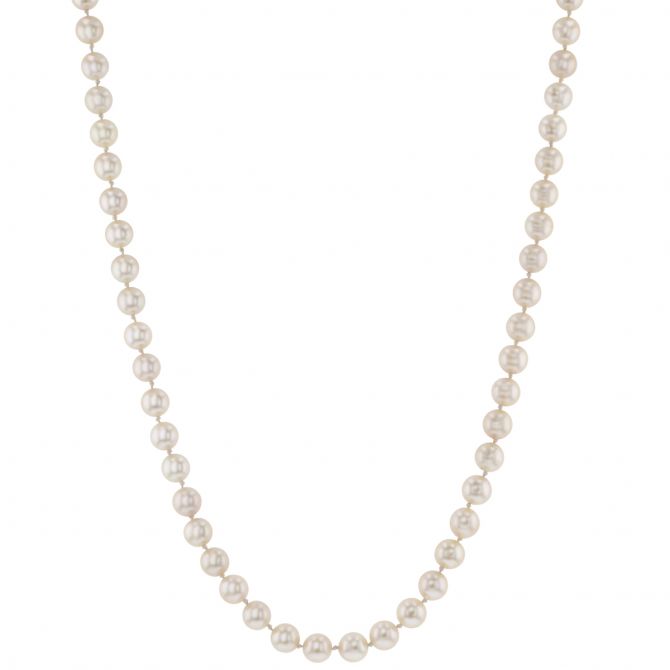 TARA Pearls White Cultured Pearl Strand Necklace in Yellow Gold, 18"