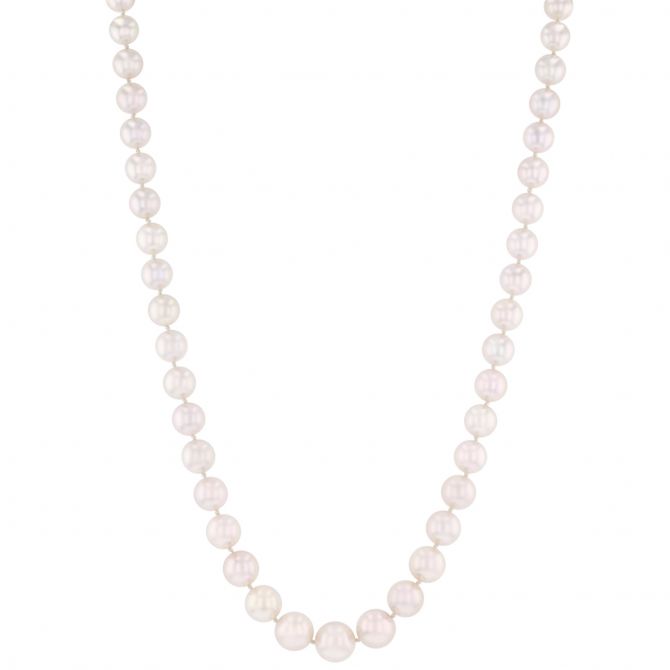 TARA Pearls White Cultured Pearl Graduated Strand Necklace in Yellow Gold, 18"
