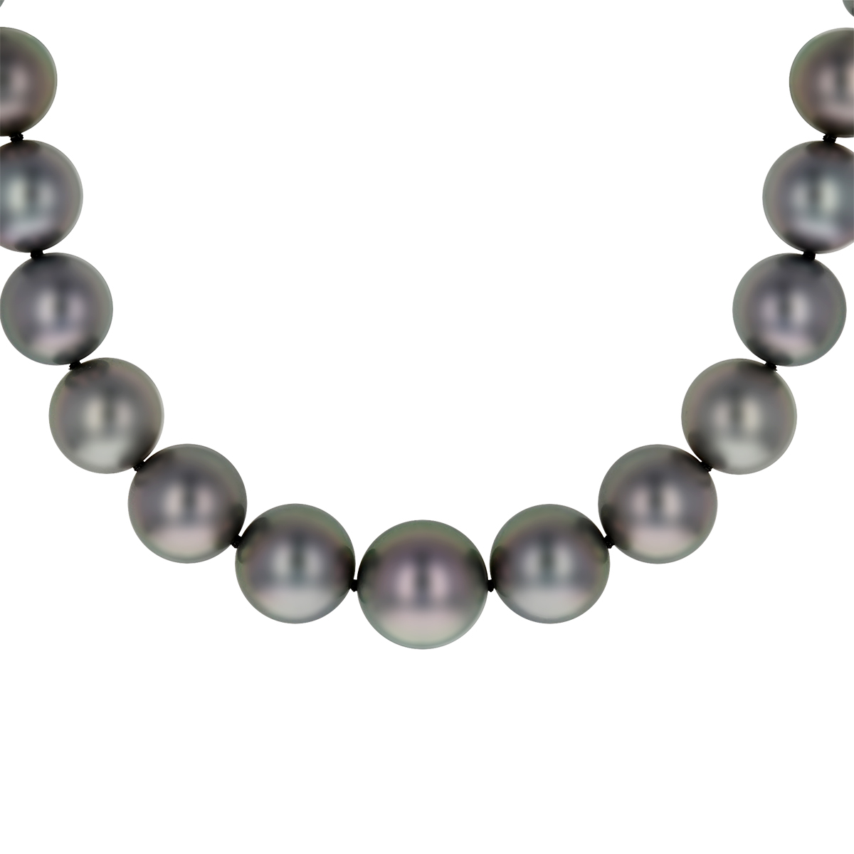 TARA Pearls Black Tahitian Cultured Pearl Strand with Diamond Clasp, 18