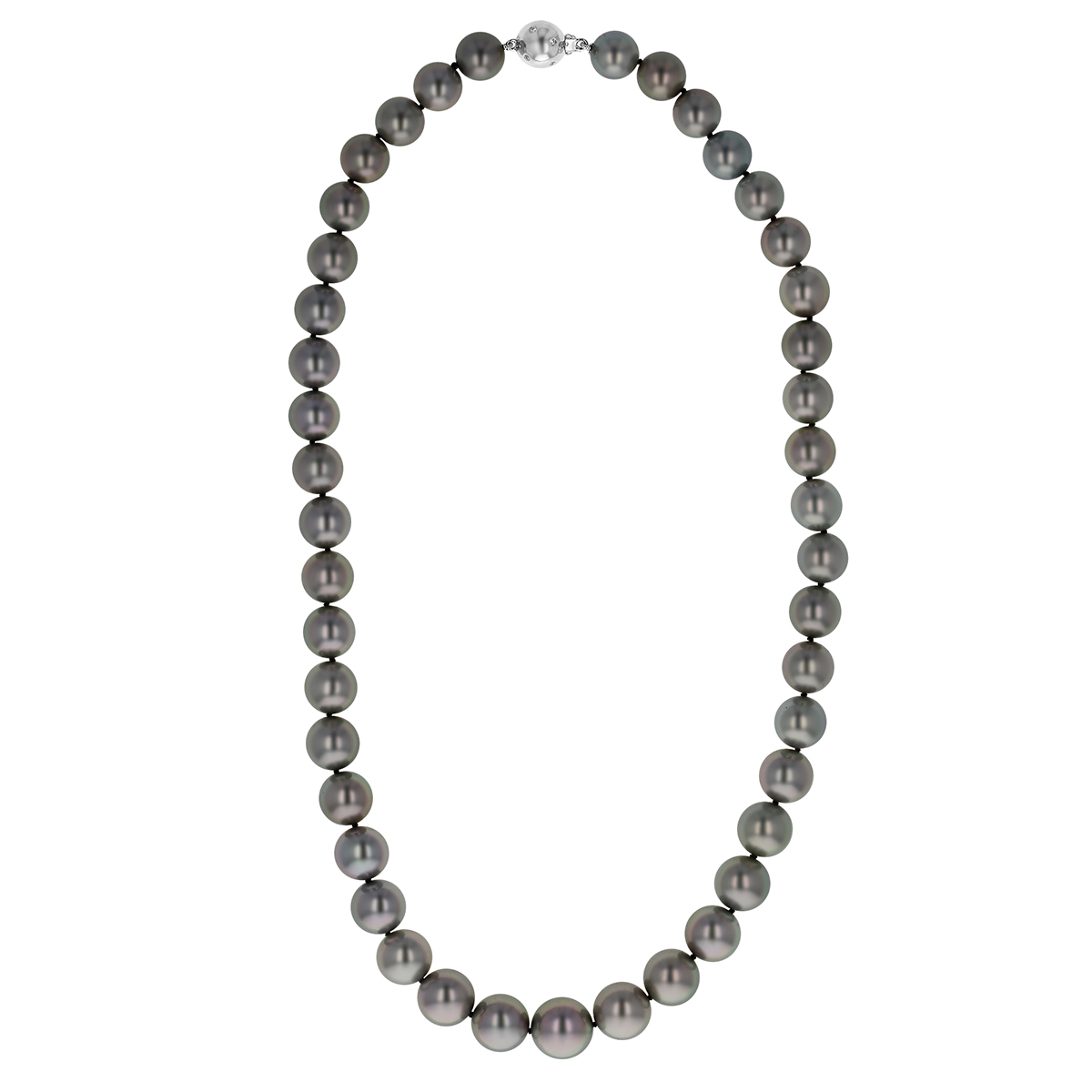 TARA Pearls Black Tahitian Cultured Pearl Strand with Diamond Clasp, 18