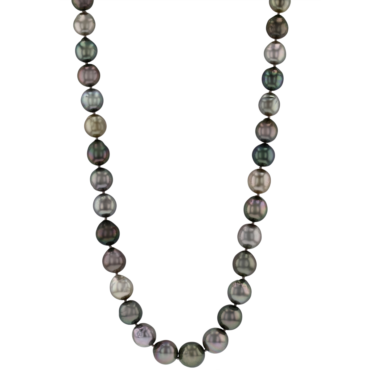 TARA Pearls Black Tahitian South Sea Cultured Baroque Pearl Strand with Diamond Clasp in White Gold