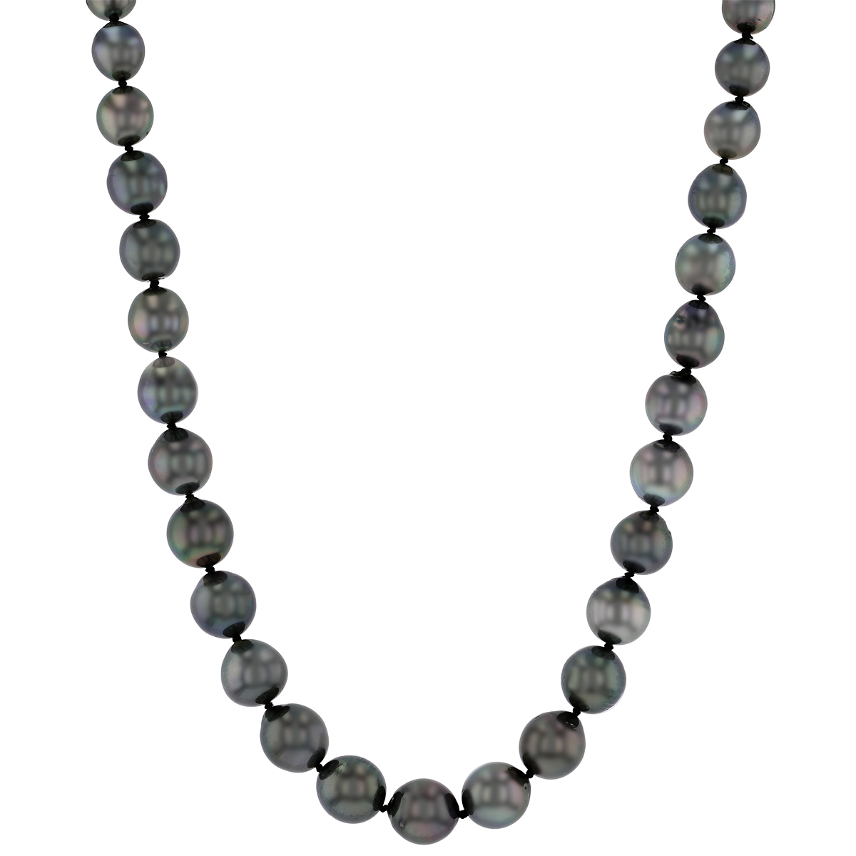 Black Tahitian South Sea Cultured Pearl Graduated Strand Necklace in ...