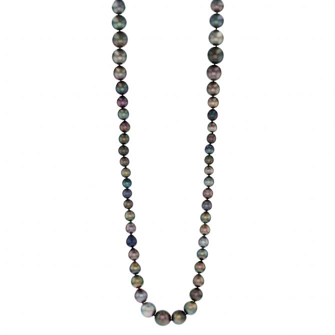 TARA Pearls Black Tahitian South Sea Cultured Pearl Graduated Strand Necklace, 37.5"