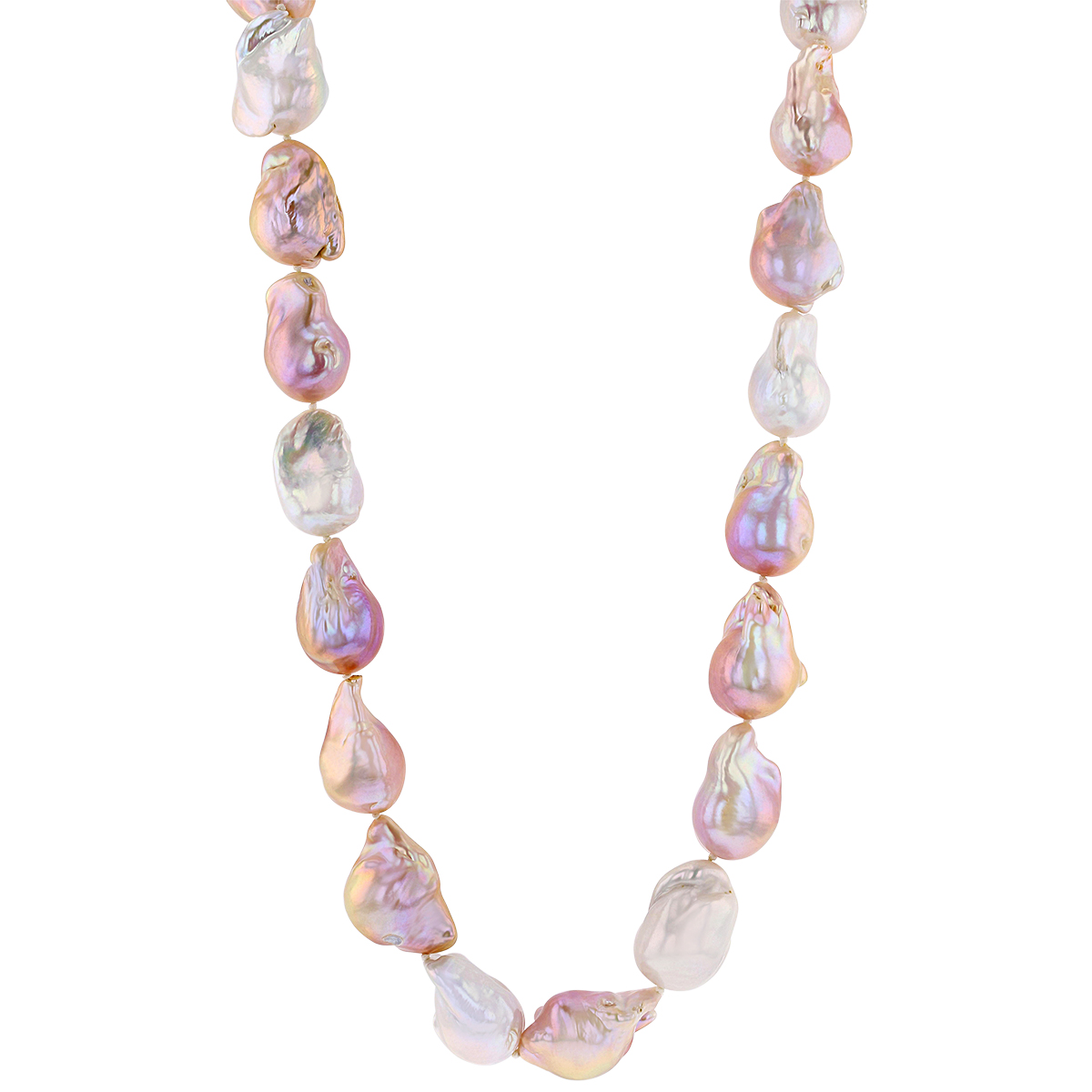 TARA Pearls Pink & White Freshwater Cultured Baroque Pearl Strand Necklace in Sterling Silver
