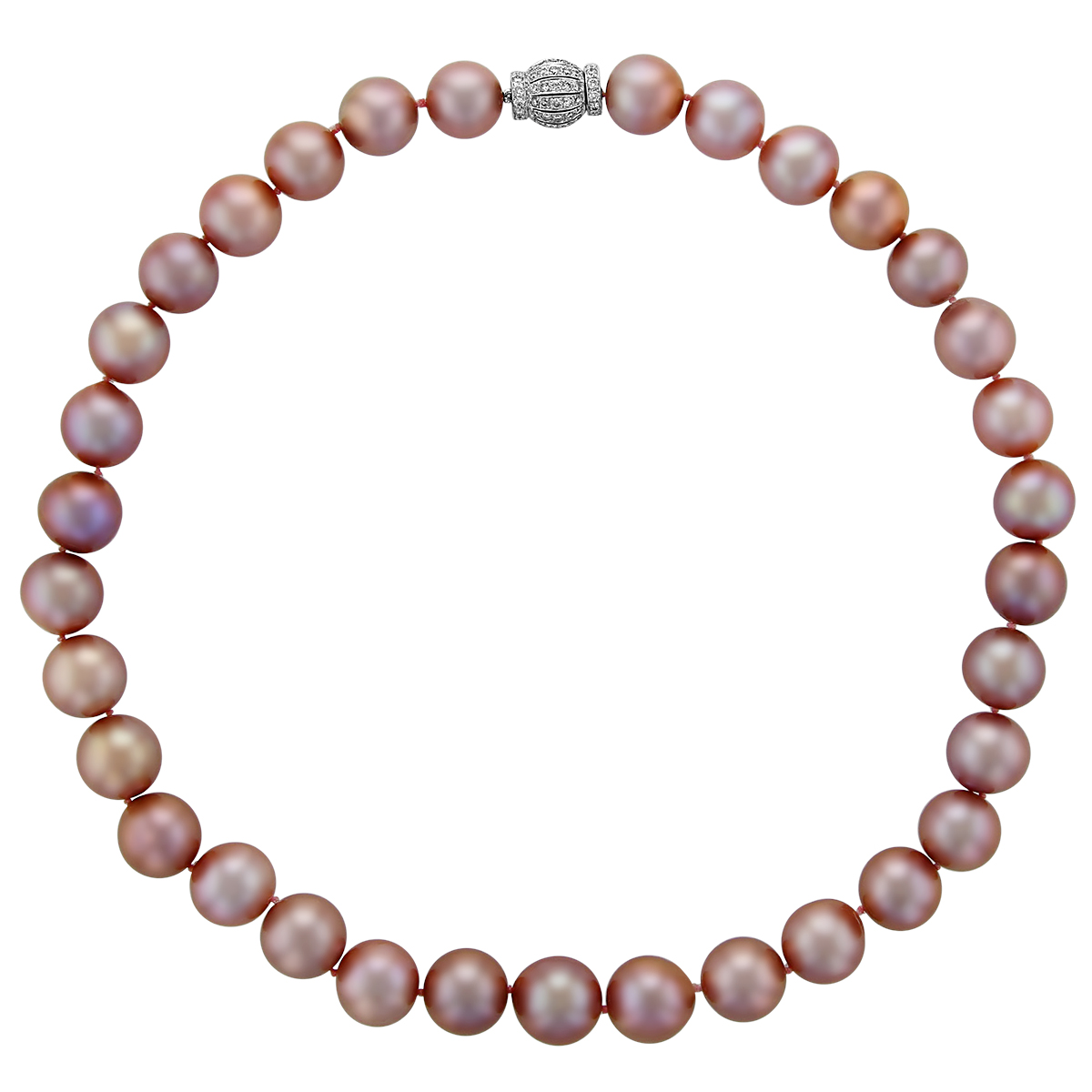 TARA Pearls Lavender Freshwater Cultured Pearl Strand with White Gold Diamond Clasp, 17.5