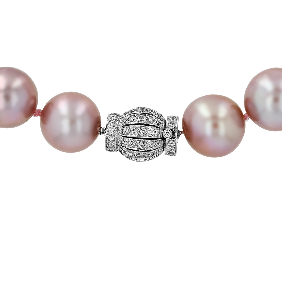 TARA Pearls Lavender Freshwater Cultured Pearl Strand with White Gold Diamond Clasp, 17.5