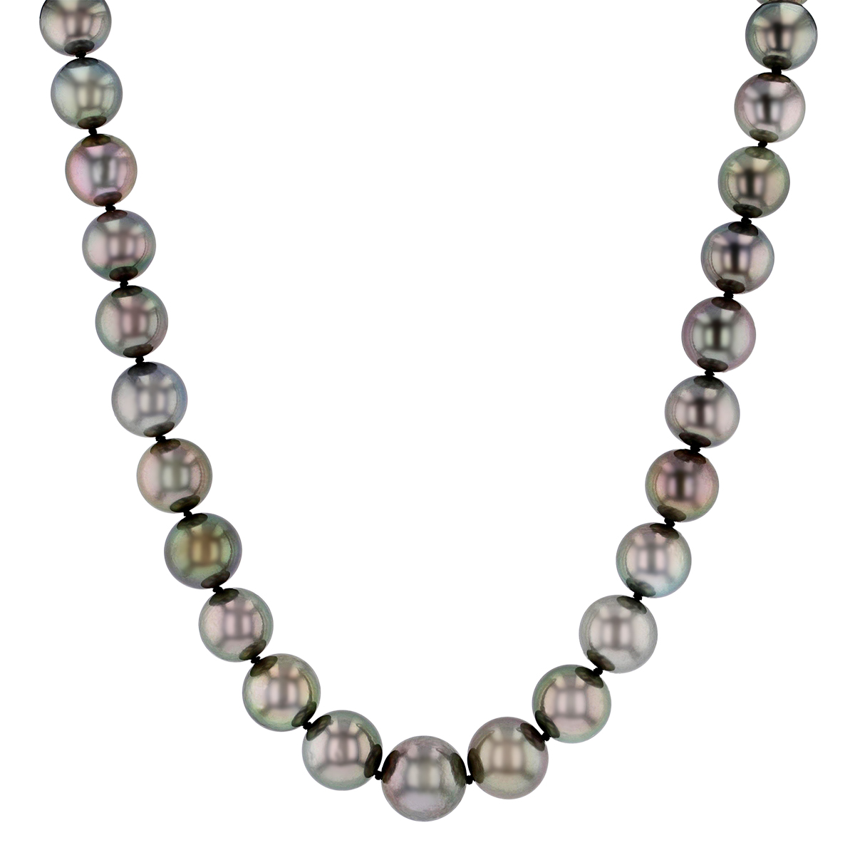 Black Tahitian South Sea Cultured Pearl Strand Necklace in White Gold ...
