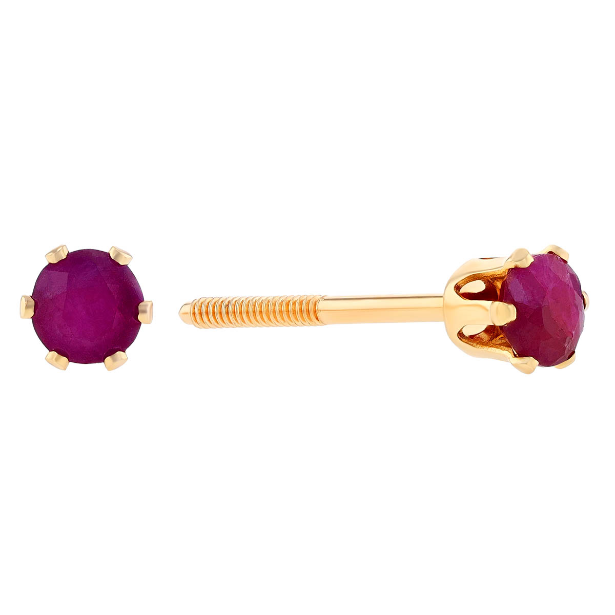 Children's Ruby Stud Earrings in Yellow Gold