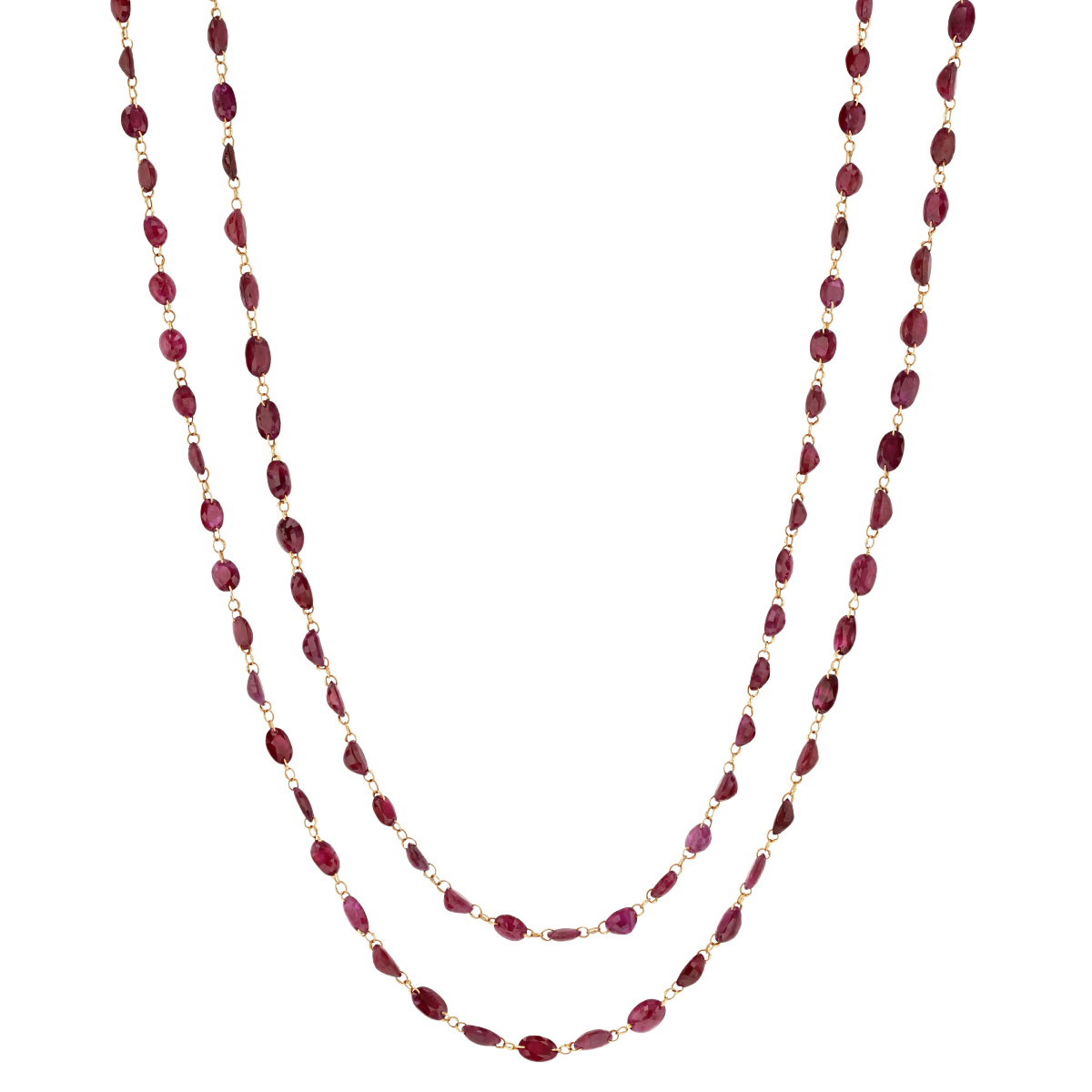 18K Yellow Gold Faceted Ruby Bead Necklace, 44" Borsheims