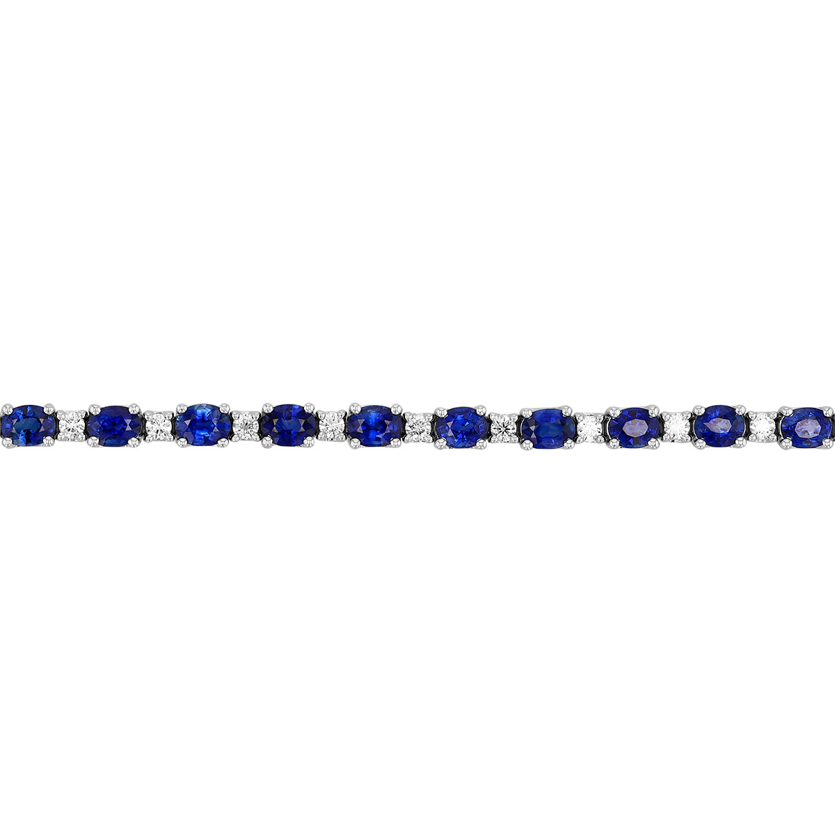 Oval Sapphire & Round Diamond Bracelet in White Gold, 7