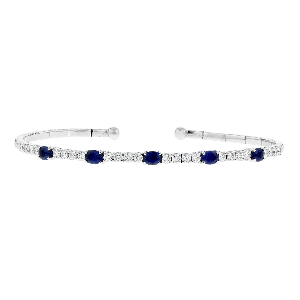 Oval Sapphire & Diamond Bangle Bracelet