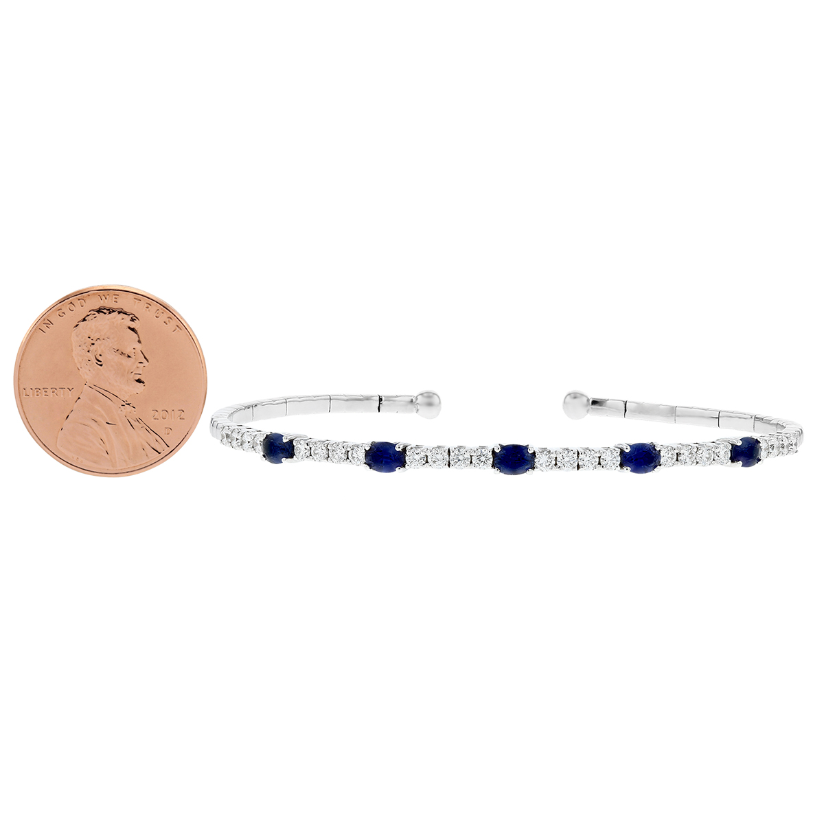 Oval Sapphire & Diamond Bangle Bracelet
