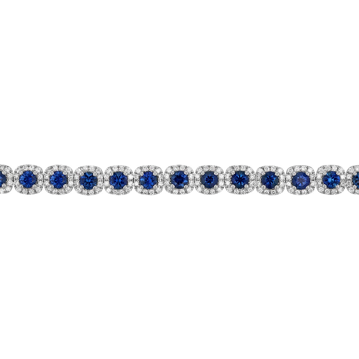 Sapphire & Diamond Halo Tennis Bracelet in White Gold, 6.75