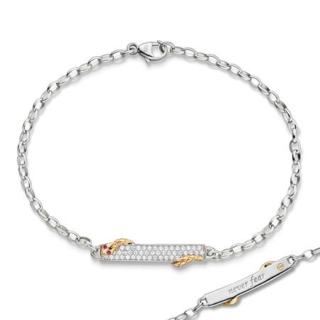 Monica Rich Kosann Sterling Silver & 18K Yellow Gold White Sapphire & Ruby Never Fear Bracelet
