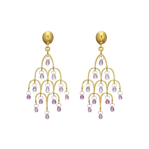 Gurhan 22k Yellow Gold Pink Sapphire Delicate Dew Chandelier Gurhan 22k Yellow Gold Pink Sapphire Delicate Dew Chandelier Earrings