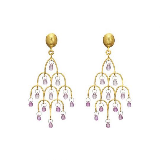Gurhan 22k Yellow Gold Pink Sapphire Delicate Dew Chandelier Gurhan 22k Yellow Gold Pink Sapphire Delicate Dew Chandelier Earrings Borsheims
