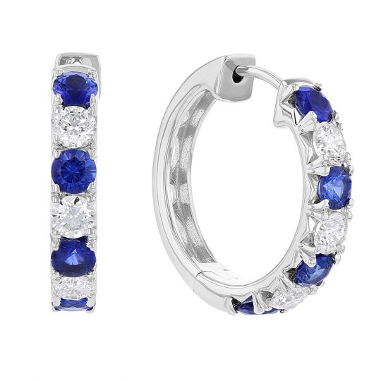 blue sapphire huggie earrings