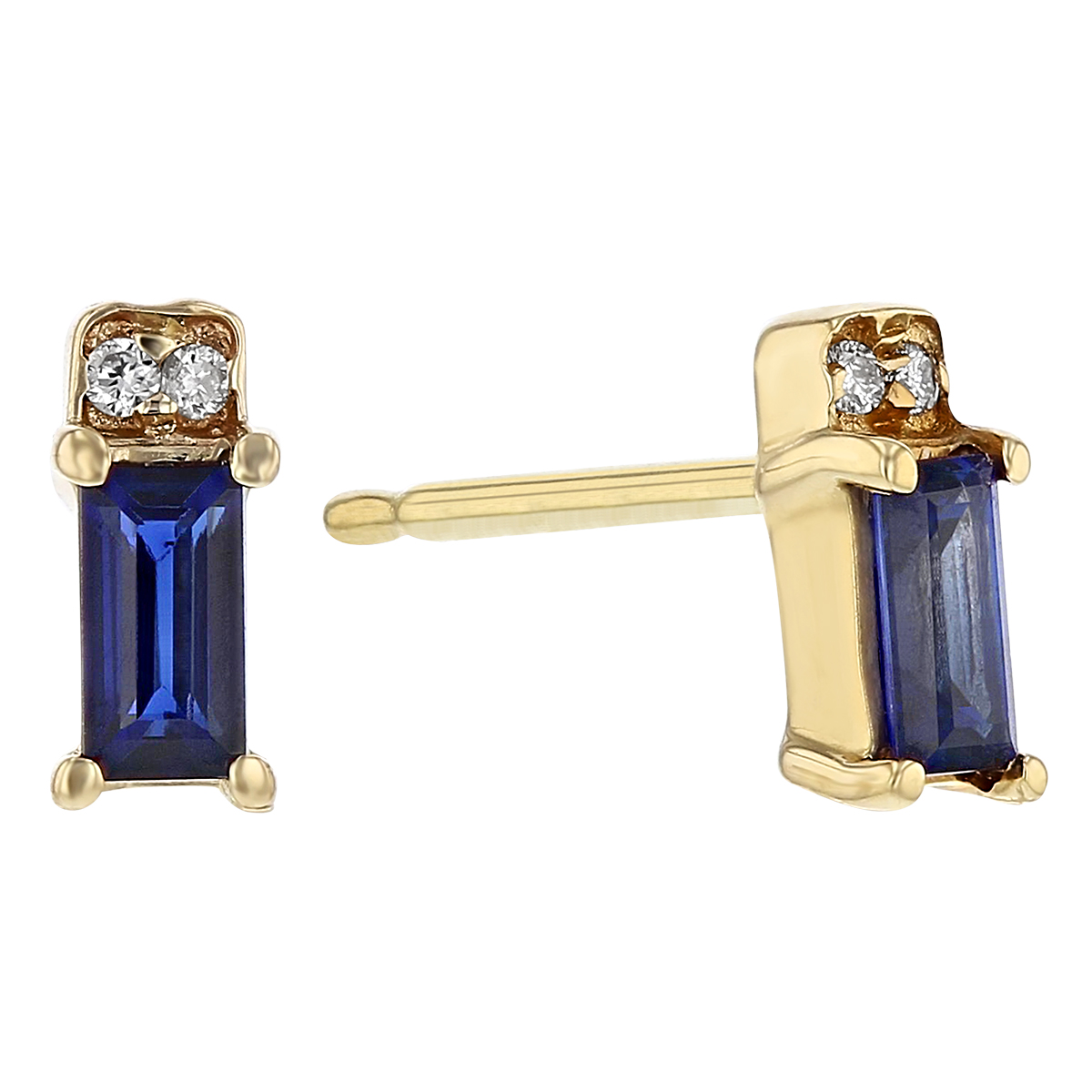 My Story Meg Sapphire & Diamond Stud Earrings in Yellow Gold | E2451 ...