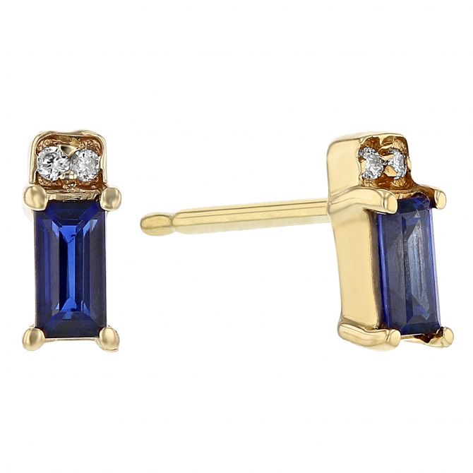 My Story Meg Sapphire & Diamond Stud Earrings in Yellow Gold