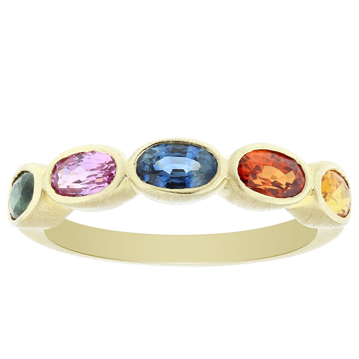 Oval Multicolor Sapphire  Ring in Yellow Gold