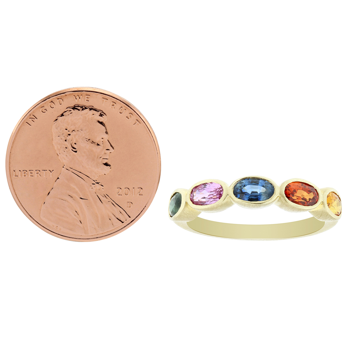 Oval Multicolor Sapphire  Ring in Yellow Gold