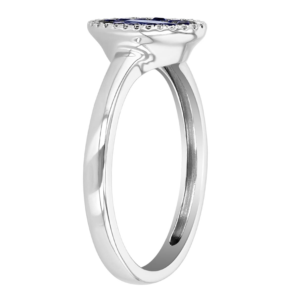 Oval Sapphire & Diamond Double Halo Ring in White Gold
