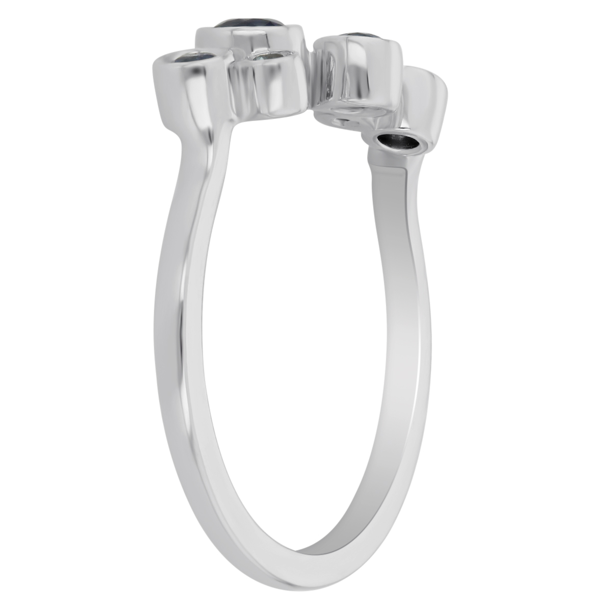 Round Sapphire Bezel Set Scatter Ring in White Gold