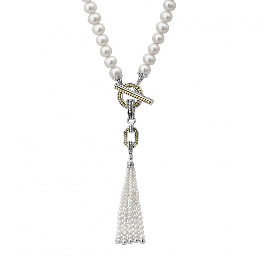 LAGOS Luna Pearl Tassel Toggle Necklace