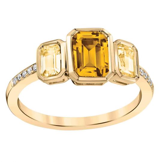 Details about   Bezel Set 0.50 Cts Round Citrine Gemstone 9K Rose Gold Three Stone Ring