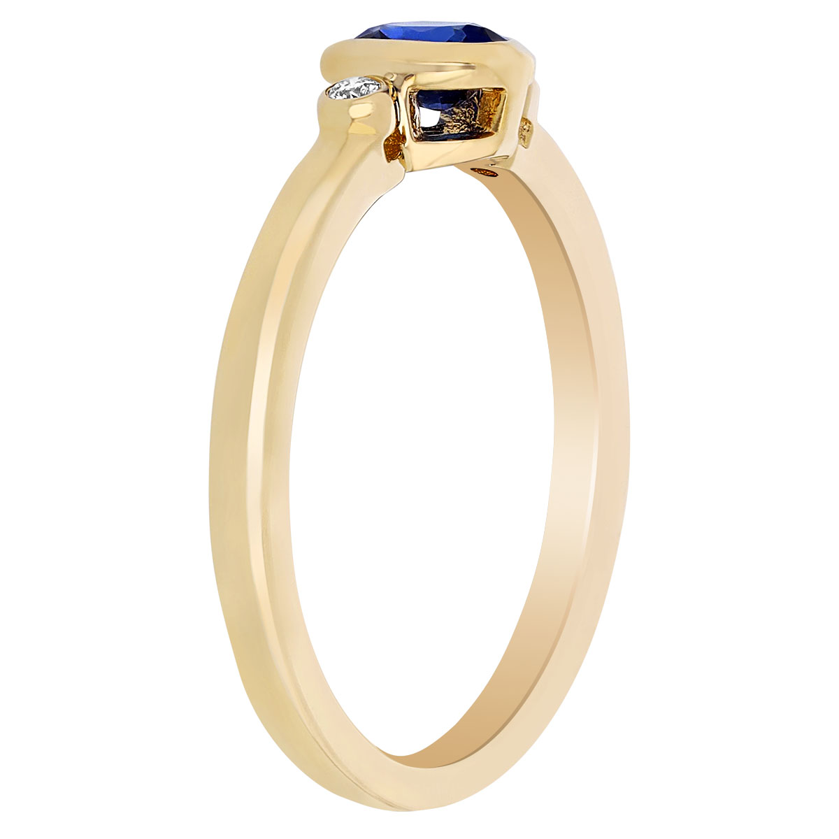 Oval Sapphire & Diamond 3 Stone Ring in Yellow Gold