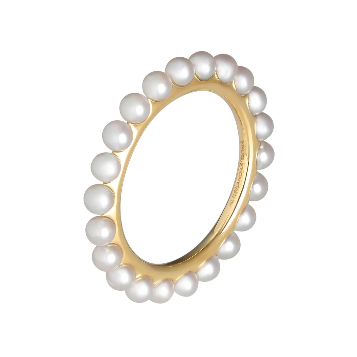 Alessandra Dona Love Affair Baby Akoya Pearl Eternity Ring in Yellow Gold ADRYP050AW030 Borsheims