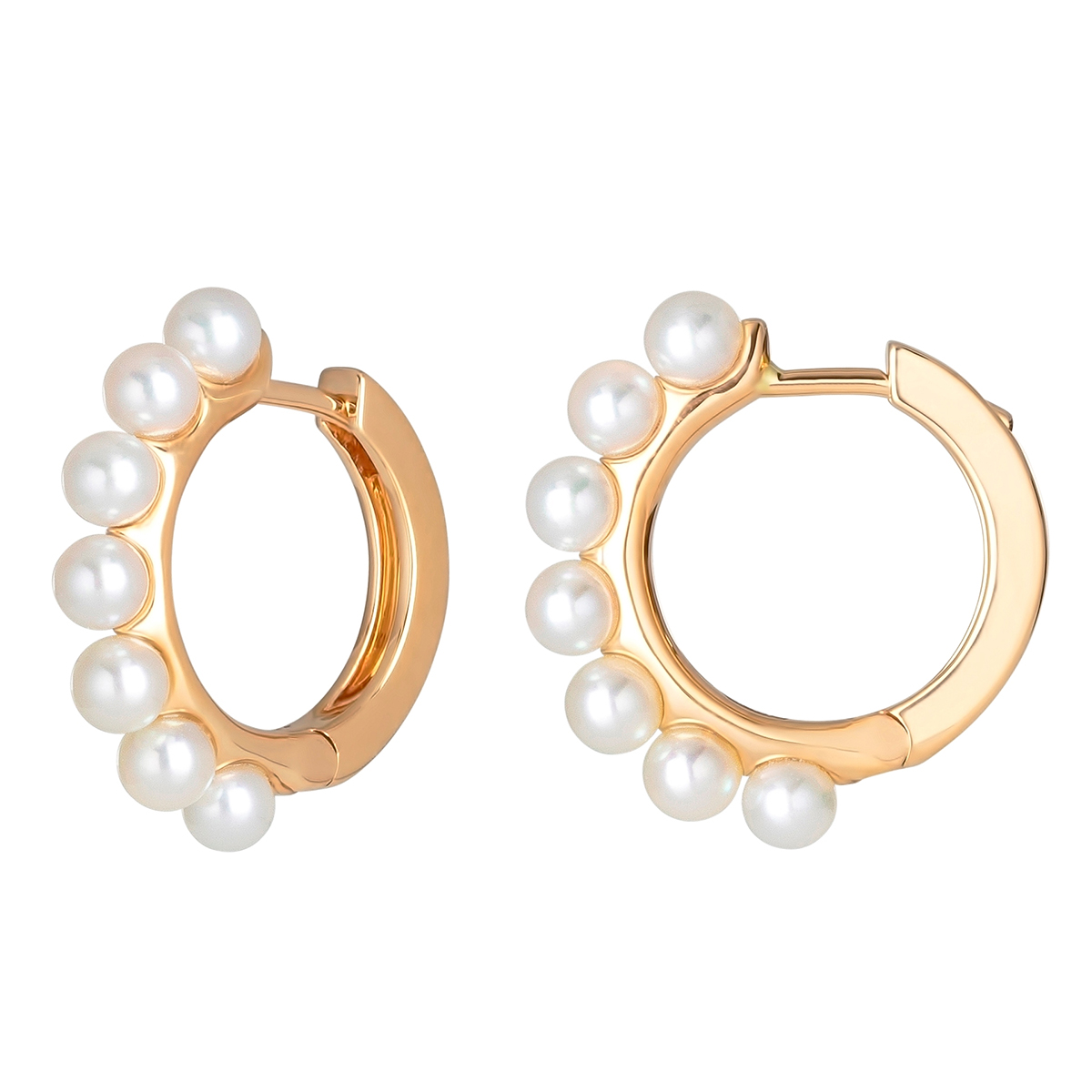 Alessandra Dona Love Affair Baby Akoya Pearl Huggie Earrings in Yellow Gold