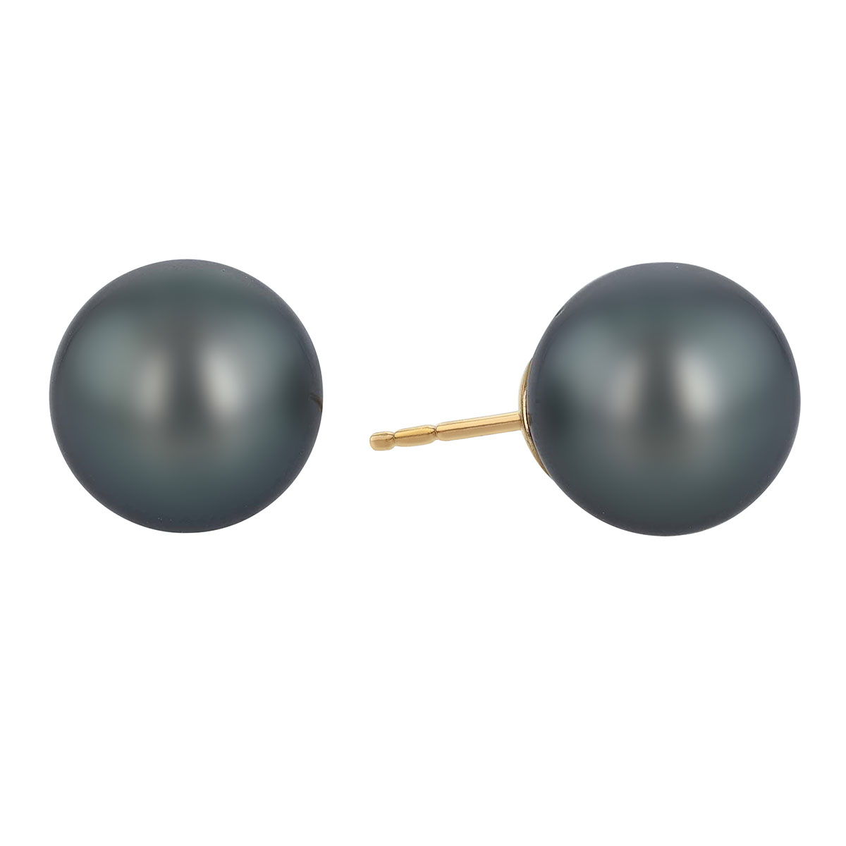 TARA Pearls Tahitian South Sea Cultured Pearl Stud Earrings in Yellow Gold, 10x11 mm