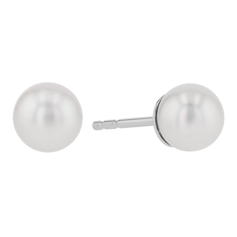 TARA Pearls Cultured Pearl Stud Earrings in White Gold, 6-6.5 mm