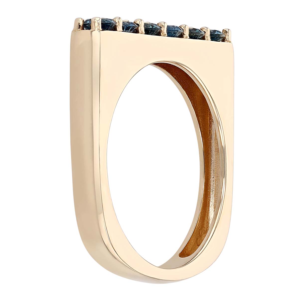 Montana Sapphire Bar Stirrup Ring in Yellow Gold